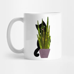 KITTEN WITH PLANT Cute Black Cat Mug